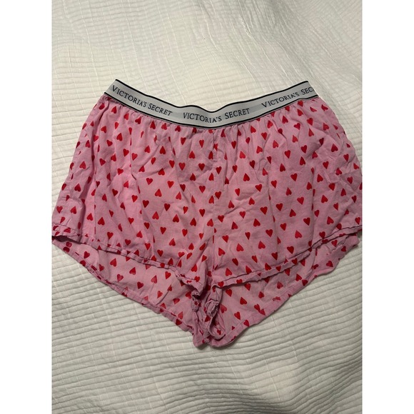 Victoria's Secret Other - Victoria's Secret Pink Heart Print Pajama Shorts Boxers Branded Waistband Large